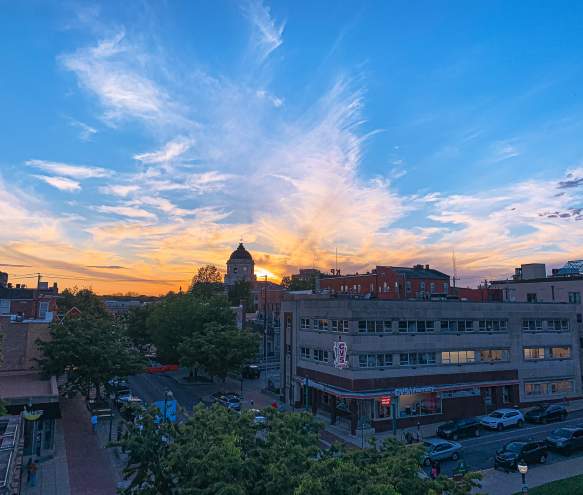 Sunset over downtown from Graduate Hotel