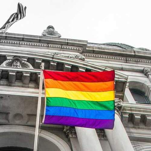 Pride flag at Providence City Hall,