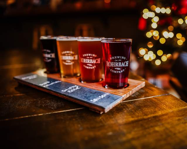 Beer flight at Rohrbach Brewing Company