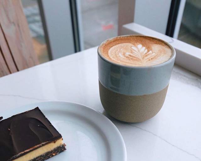 A Nanaimo bar and latte.