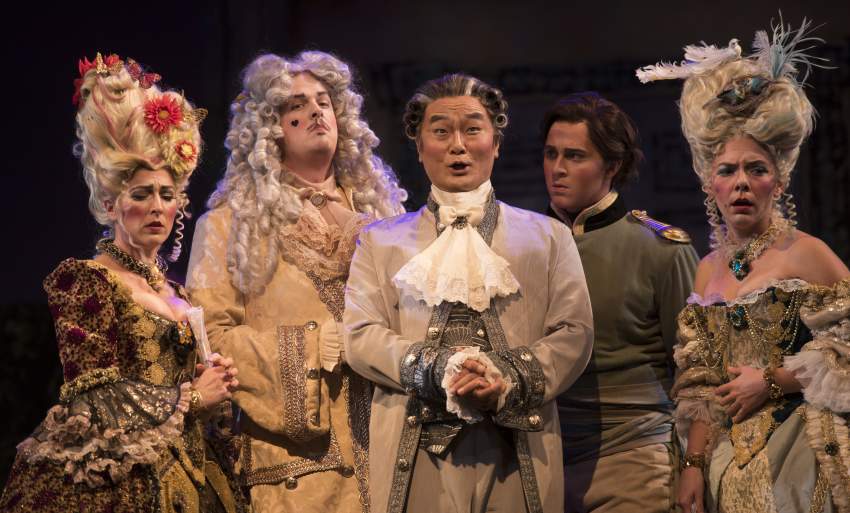 Actors in period costumes at the Opera Delaware Festival 2017