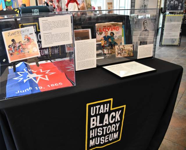 A display table at the Utah Black History Museum exhibit