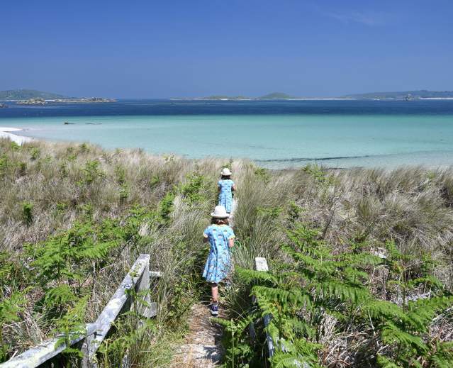 Girls walking to the beach