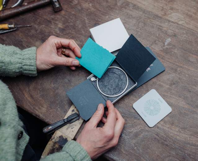 Fay Page wrapping a present
