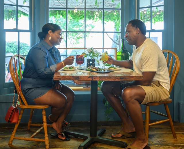 Couple eating at Restaurant