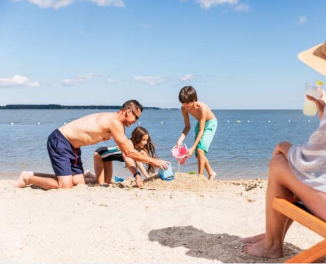 Family on beach