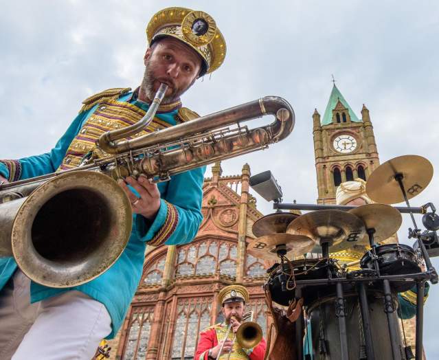 Musicians playing various instruments