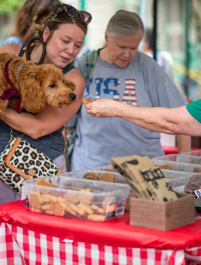 Farmers Market guests with pup