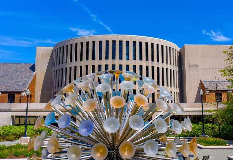 A Chorus of Trumpets sculpture on the campus of Indiana State University in Terre Haute, Indiana