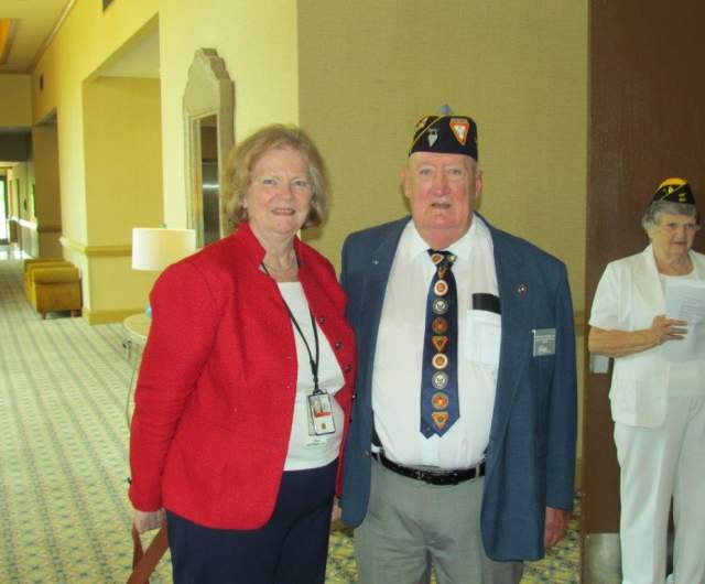 Photo of an older American soldier and his wife at the Cape Fear Fleet 259 military reunion
