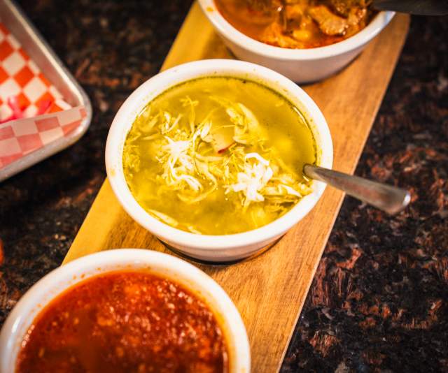 Soup flight from Algo Bueno on Northgate Blvd.