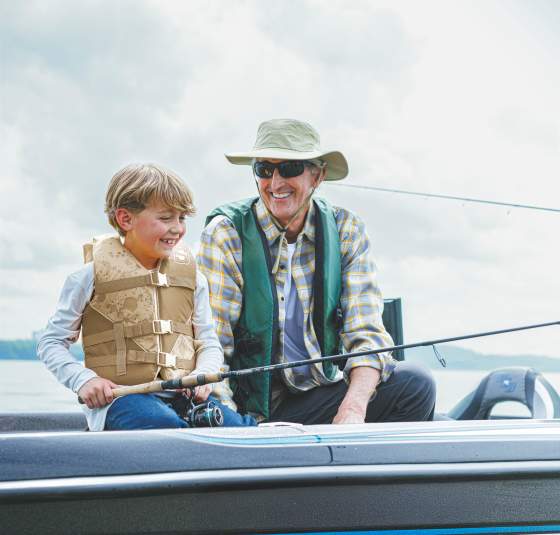 Lake Father Grandfather Grandson Son Boat Summer Fish