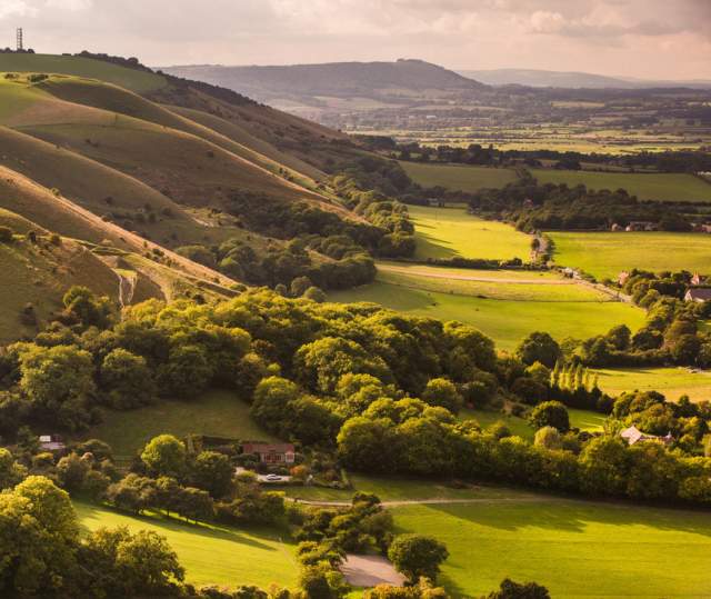A panoramic view over Fulking in the south downs national park