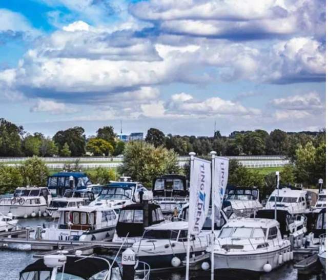 View of Tingdene Marine Racourse Marina on a cloudy day.