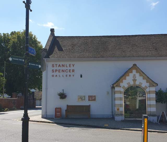 Imahes shows the white building that houses the Stanley Spencer Gallery in Cookham.