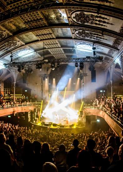 Light show at concert in Albert Hall, Manchester