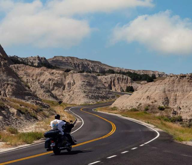 Motorcyclist in the Badlands