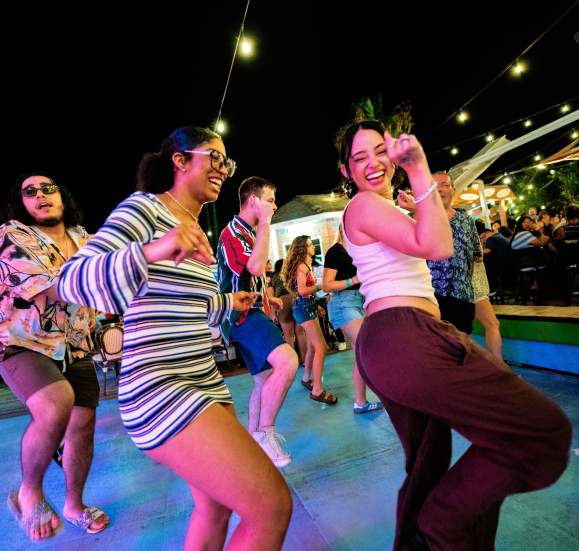 People dancing to live music