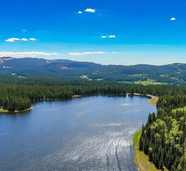 Aerial view of lake on the Grand Mesa