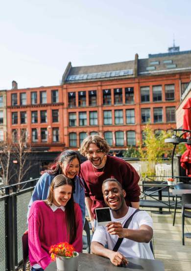 A group of friends on a terrace
