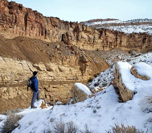 Man in Colorado National Monument with Snow