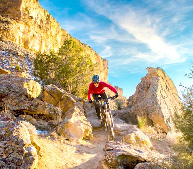 Biker Riding Down Lunch Loops in Winter
