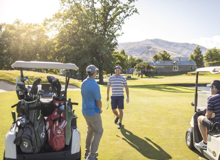 Friends golfing at Millbrook Resort