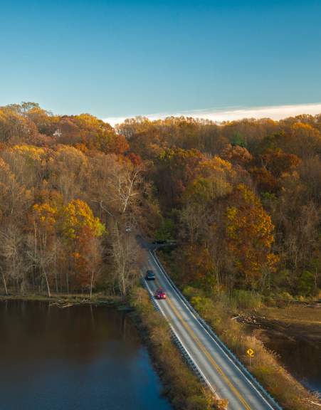 Aerial Scenic Drive Fall