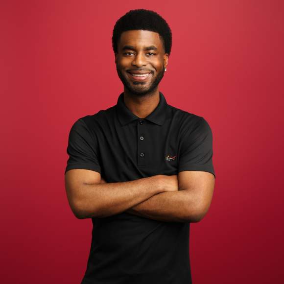 Jalin Holloway headshot on crimson background