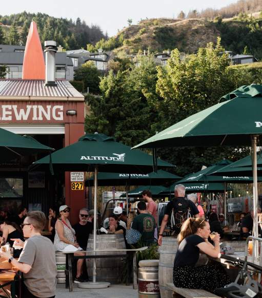 People sitting outside at Altitude Brewery