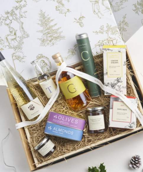 A Christmas themed hamper from The Newt in Somerset - Credit The Newt