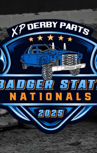 A black and white image from Ultimate Derby with the Badger State Nationals logo overlaying