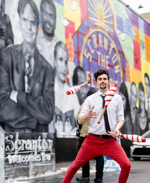 juggling performance at Downtown on Ice in Downtown Scranton, PA