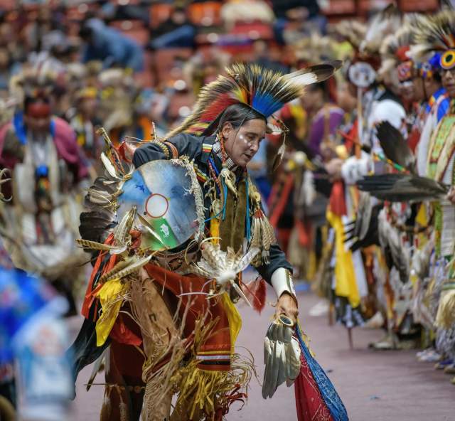 Native American dancer at the Black Hills Powwow in Rapid City, SD