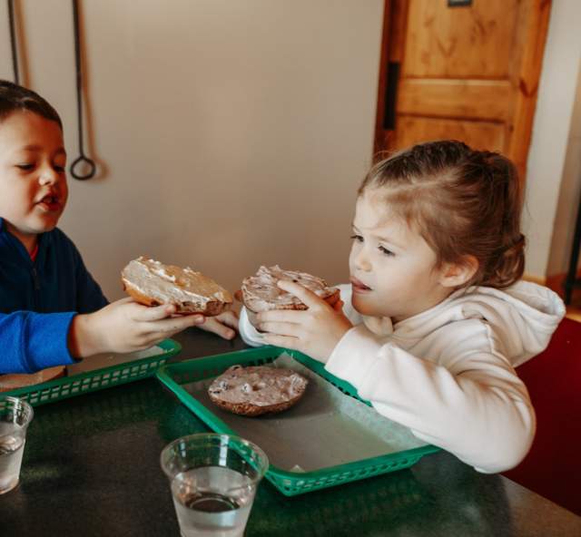 kids enjoying a bagel breakfast at black hills bagels in rapid city, sd