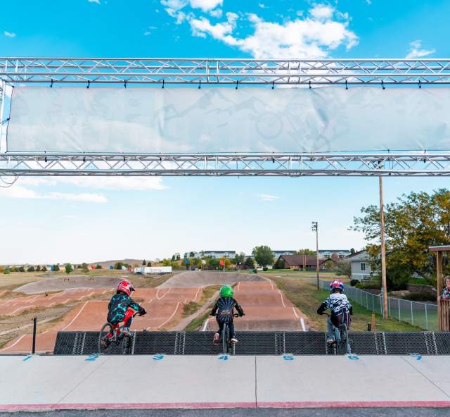 bmx riders at the starting line of the rapid city, sd bmx track