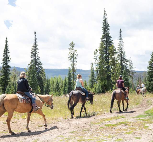 Group horseback riding at Snow Mountain Ranch