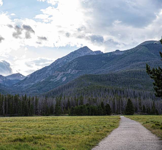 Trail leading toward the mountains in Rocky Mountain National Park