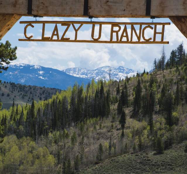 Entry gate to C Lazy U Ranch