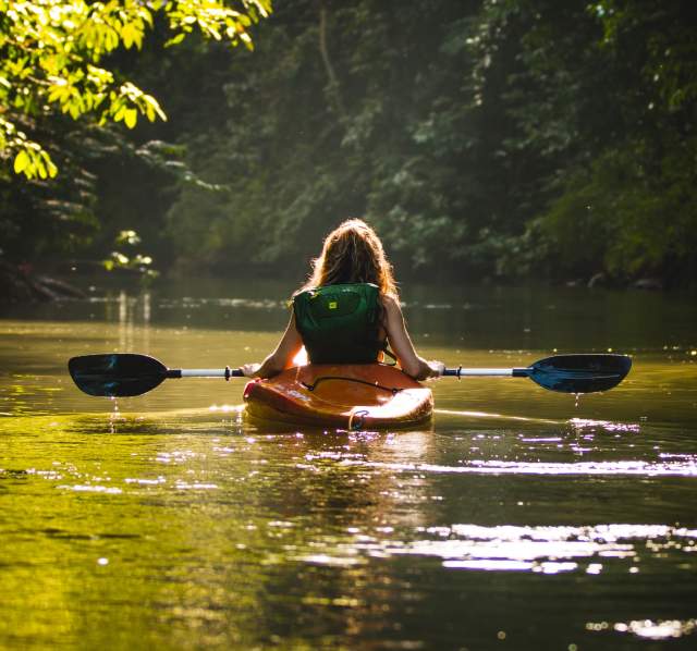 Woman in paddleboat