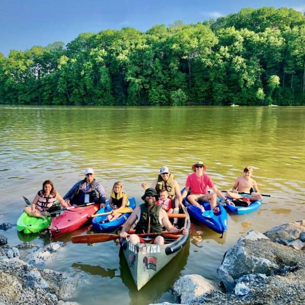 Group of Six Kayakers