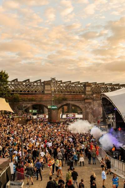 Crowd at outdoor music venue in Manchester