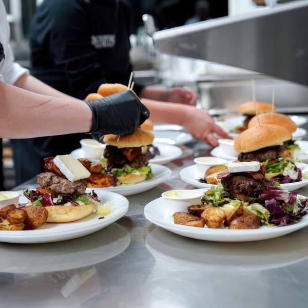 Summery burgers are prepared at Bolstad Restaurant