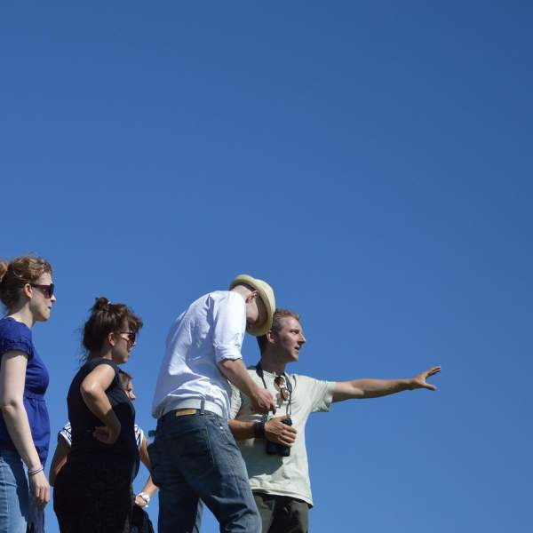 A group of tourists on a guided walk