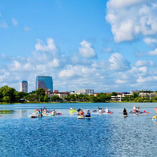 City paddling during day with Epic Paddle Adventures