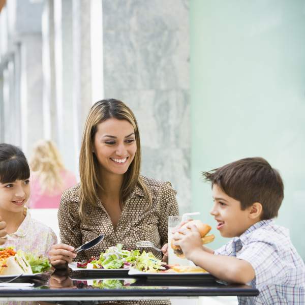 A hispanic family enjoying a meal