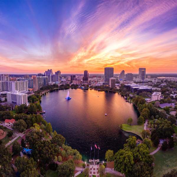 Orlando Main Streets lake eola aerial