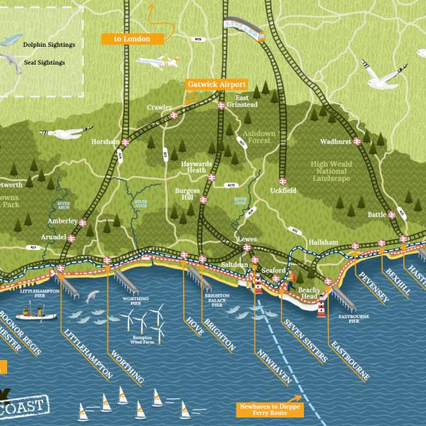 Coastal map of Sussex