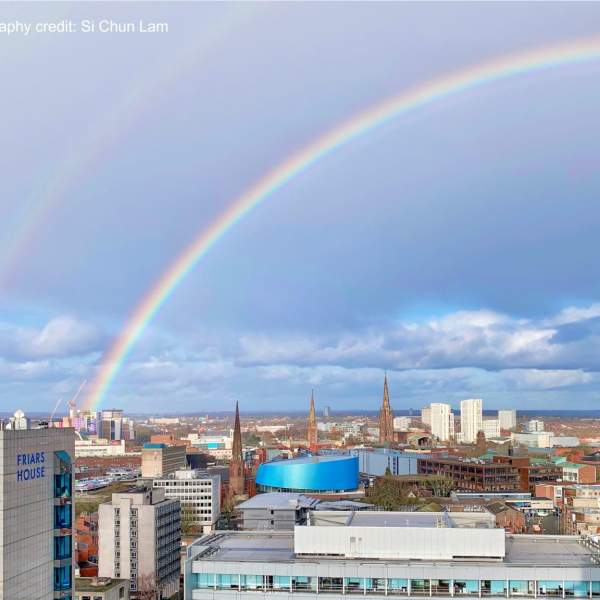 Rainbow over Coventry City Centre