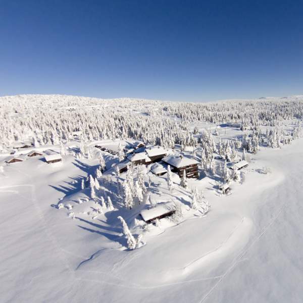 Rustad Hotel at Sjusjøen - Drone photo winter